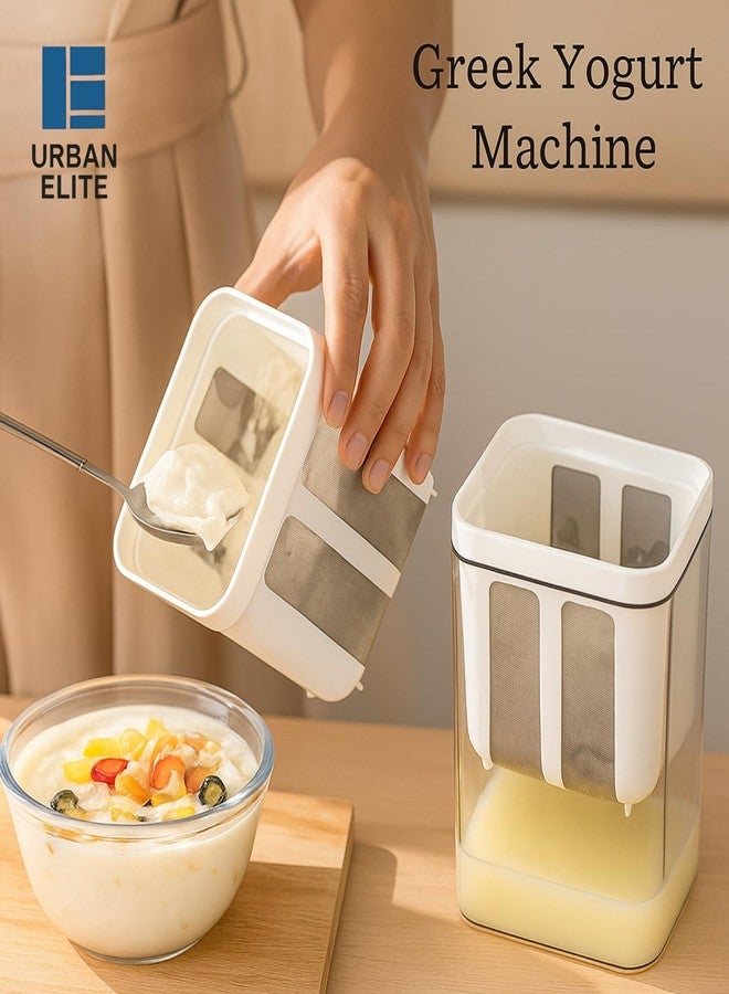 Urban Elite Hung Curd Strainer Box | Curd Maker and Greek Yogurt Maker - 1100ml Fine Mesh Strainer with Lid | Multifunctional Yoghurt Filter | Curd Maker for Home | Whey Separator - Image 2